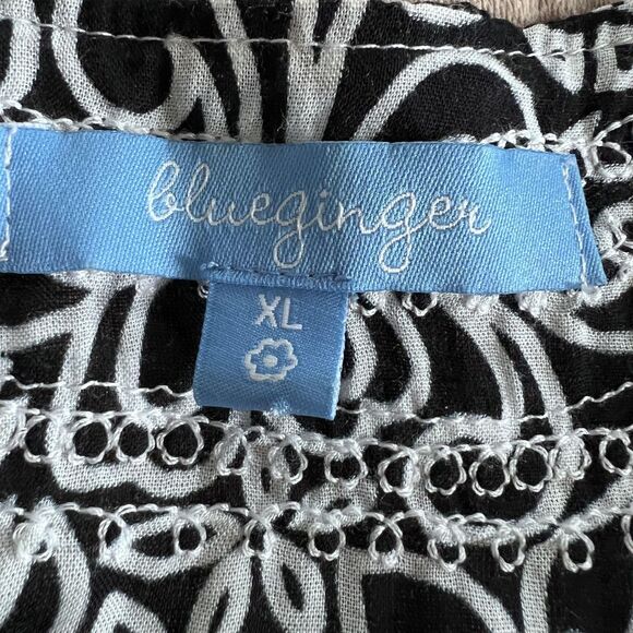 blue ginger Swim Cover Up Women XL Black Tunic V-Neck Lace Pineapple Hawaiian - Picture 8 of 12